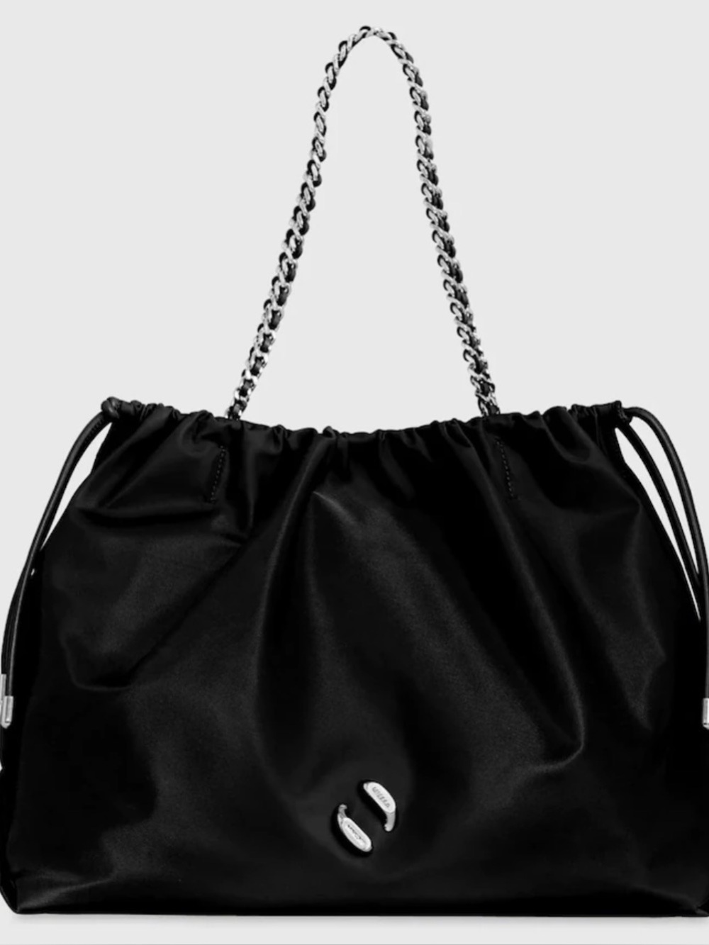 BNWOT Black Drawstring Chain-Handle Women's Tote Bag